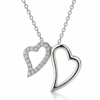 Collar Nyssarel de plata 925 con doble corazon entrelazado y circones