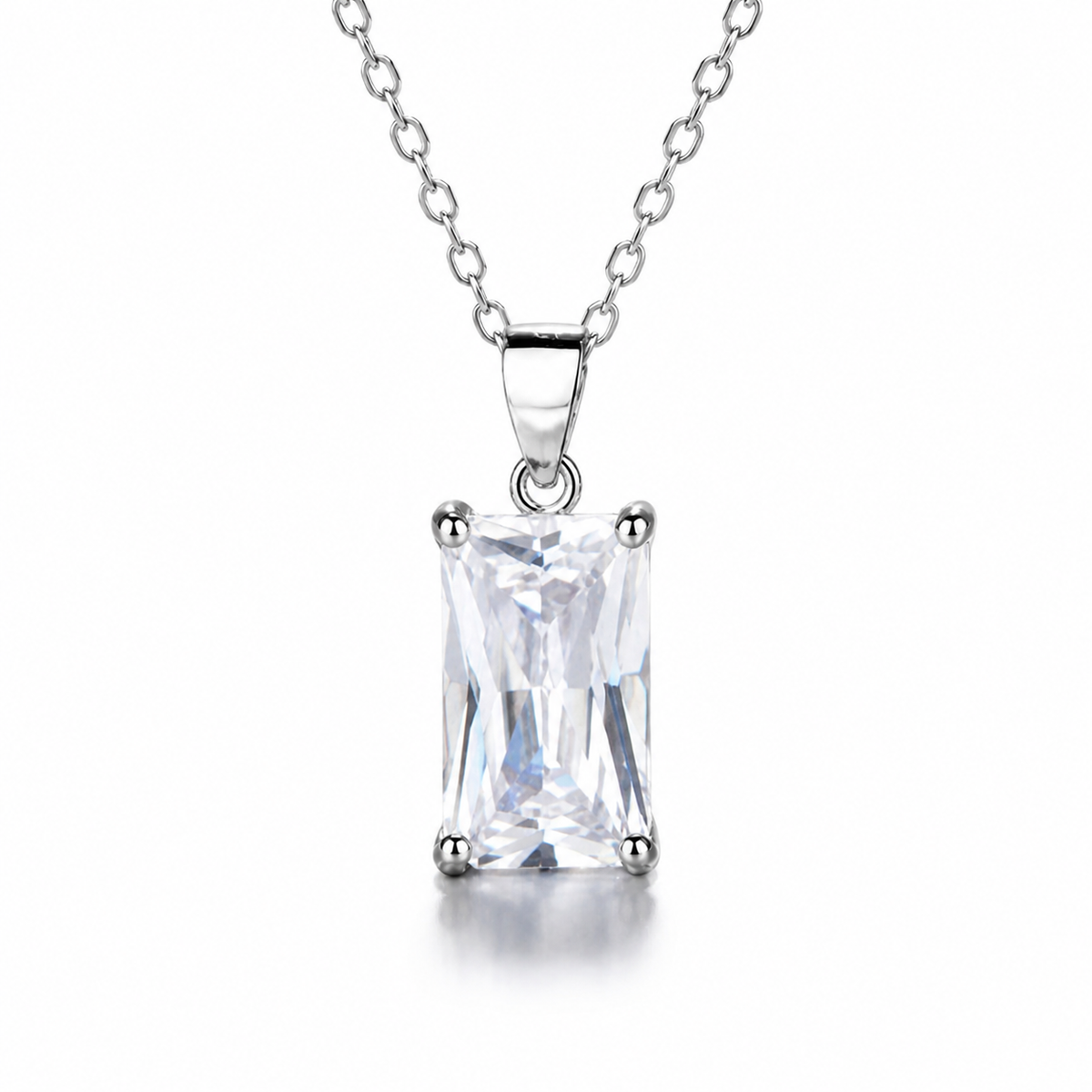 Collar Nythera de plata 925: circón rectangular, fotografía de estudio