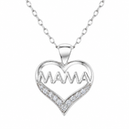Collar Nyvelis de plata 925: corazón MAMA con circones, fotografía de estudio