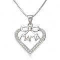 Collar Olyne de plata 925 con colgante corazon MAMA y circones