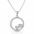 Collar Orla de plata 925 con colgante circular y dos corazones de circones