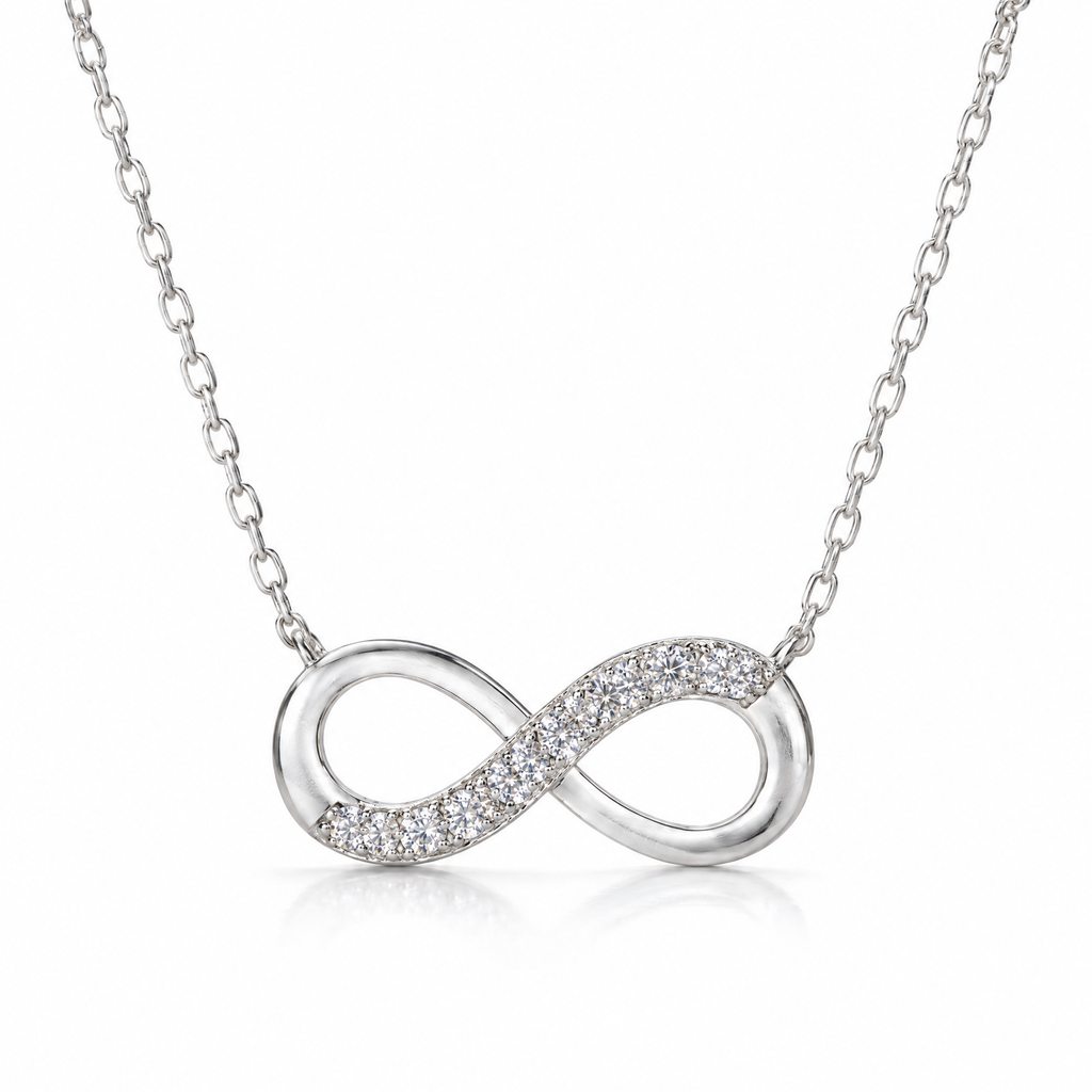 Colgante Selia de plata 925 con infinito y circones