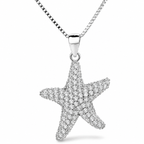 Collar Seraphis de plata 925: estrella de mar con circones, fotografía de estudio