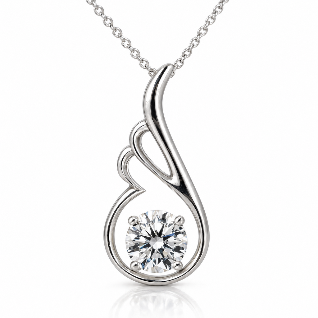 Collar Thalea de plata 925 con colgante de cinta y circon central