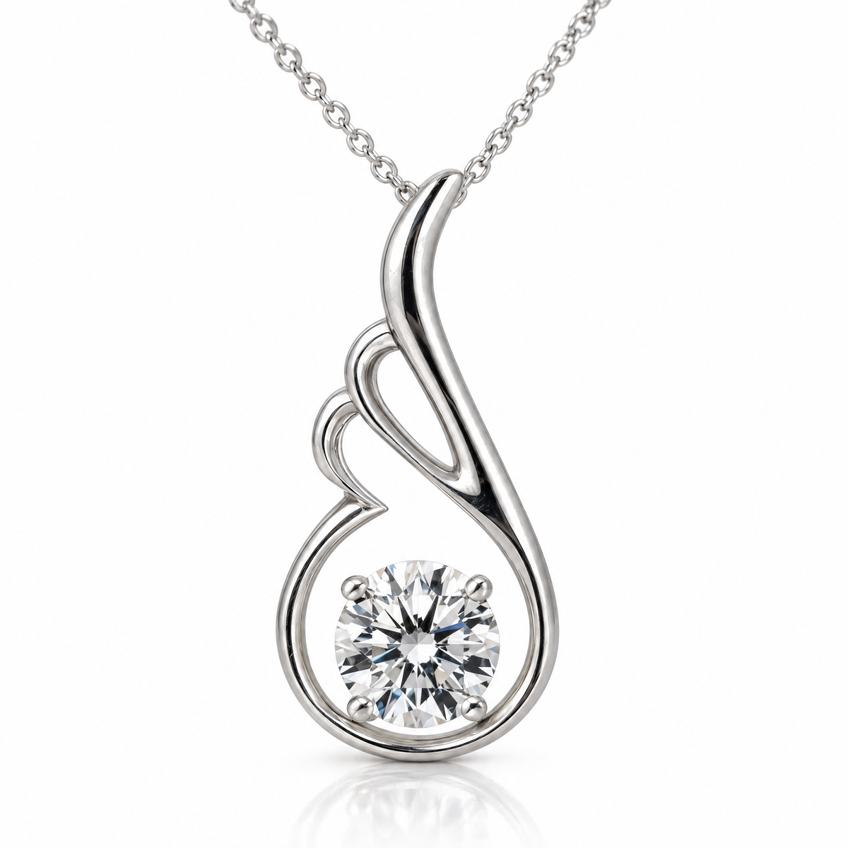 Collar Thalea de plata 925 con colgante de cinta y circon central