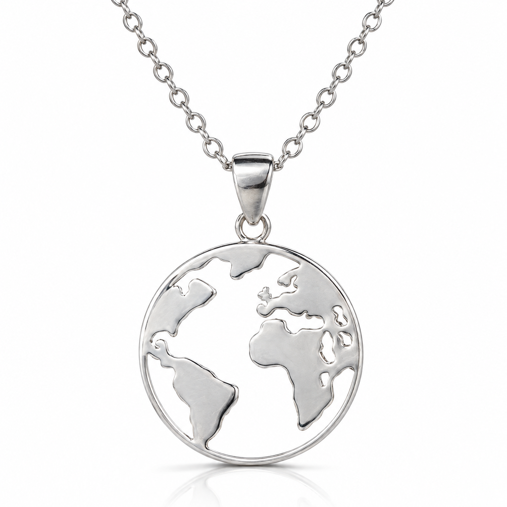 Collar Velorian de plata 925 con colgante mapamundi
