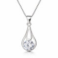 Collar Zahara de plata 925 con colgante gota y circon central